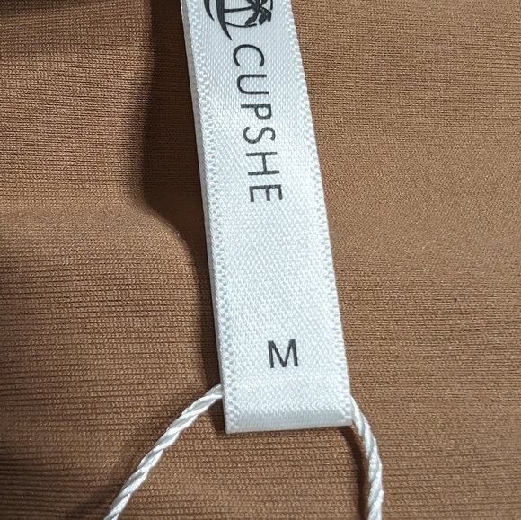 Womens One Piece Swimsuit Tan Cupshe Ribbed Padded - Picture 5 of 12